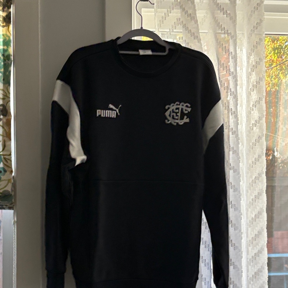 Puma Men's Black and White Crewneck Sweater